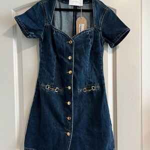 Meshki Monica Sweetheart Denim Mini Dress - Size XS - NEW WITH TAGS